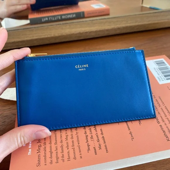 Celine Blue Leather Zip Wallet - Picture 3 of 12